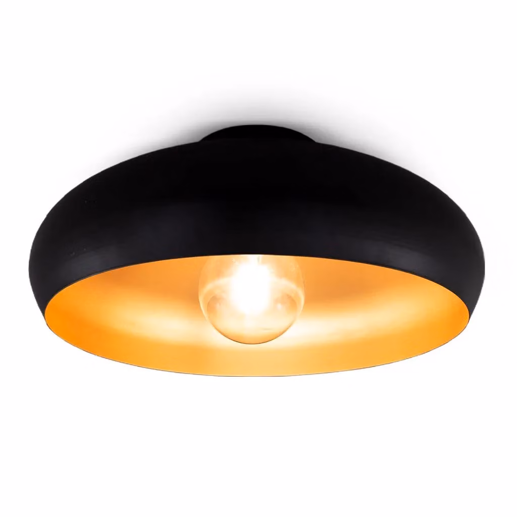 B.K.Licht Black and Gold Vintage Metal Round Ceiling Light, E27 60W, W/D/H: 39.5 x 39.5 x 17.5 cm – 7