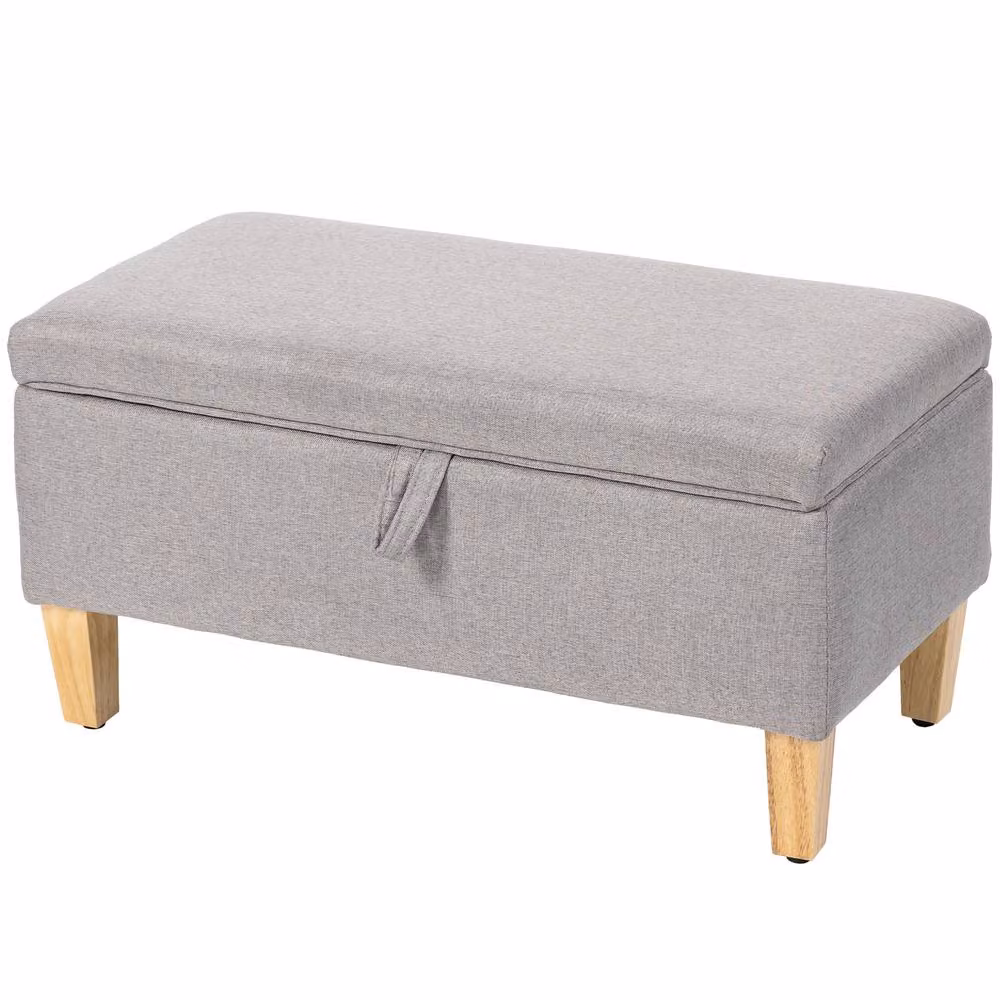 STILVORA Modern Rectangular Storage Ottoman with Padded Fabric Seat in Grey – 2