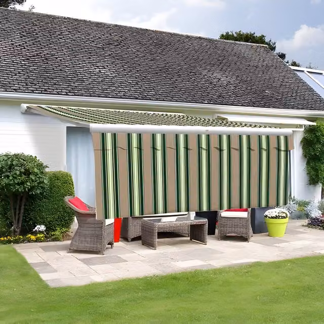 Primrose Multi Stripe Awning Valance in Blue and Multicolour, Width: 400 cm, Dropdown: 100 cm