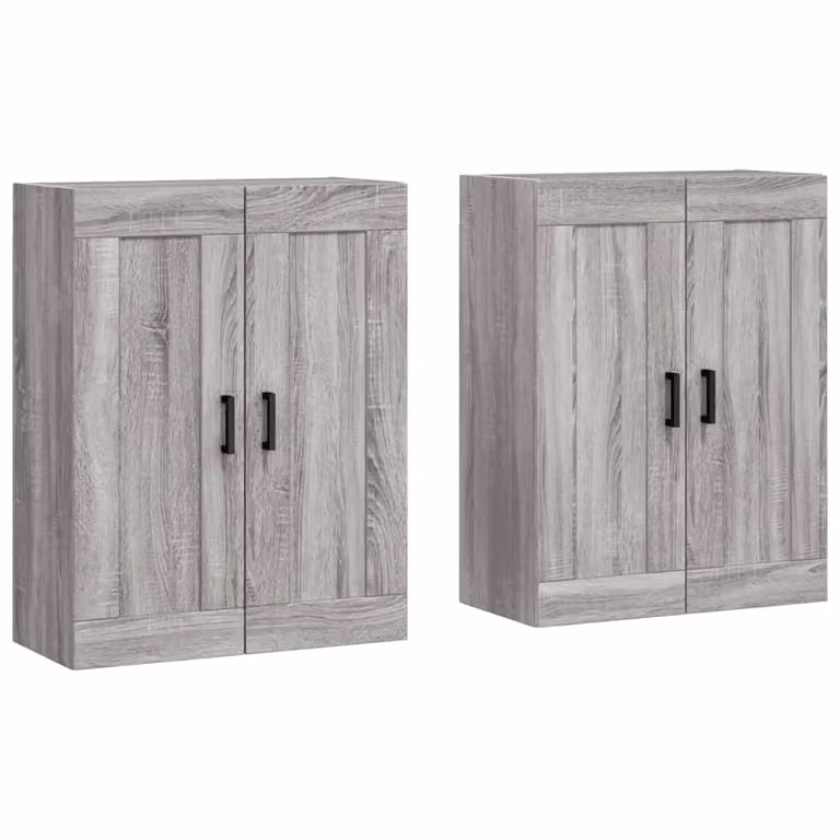 Berkfield Home Set of 2 Wall Mounted Cabinets in Grey Sonoma Matt MDF