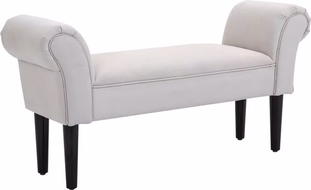 Furnold Grey Fabric Wooden Chaise Lounge Bed End Bench with Armrests