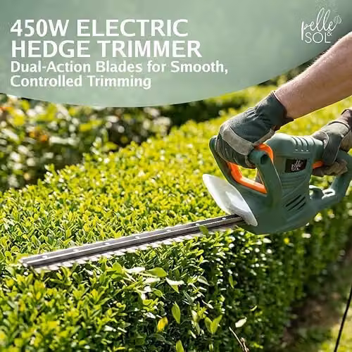 Pelle & Sol 450W Electric Reciprocating Hedge Trimmer with Steel Blades in Green – 2