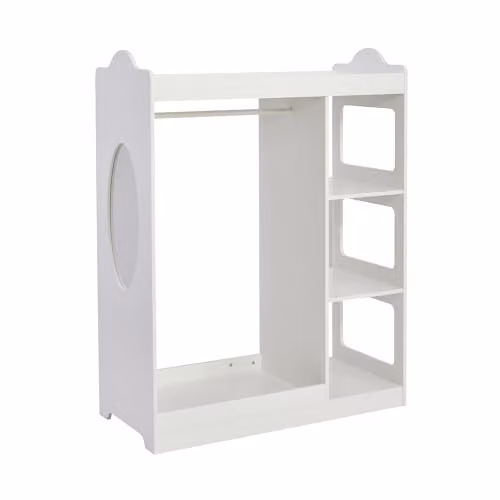 Liberty House Toys Kids Dressing Rail with Mirror in White Lacquered Wood, H 110 x W 85 x D 40 cm – 2