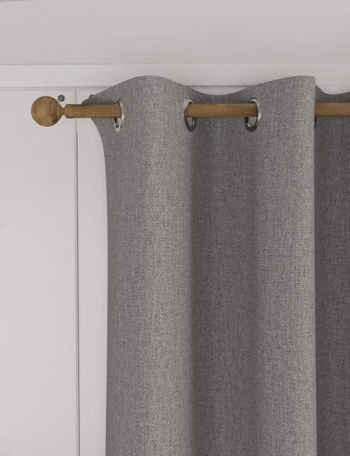 M&S Isabelle Grey Eyelet Blackout Thermal Insulating Curtains H: 137 cm x W: 117 cm