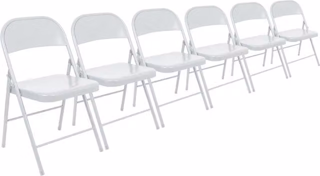 Harbour Housewares Pack of 6 White Metal Folding Stackable Chairs