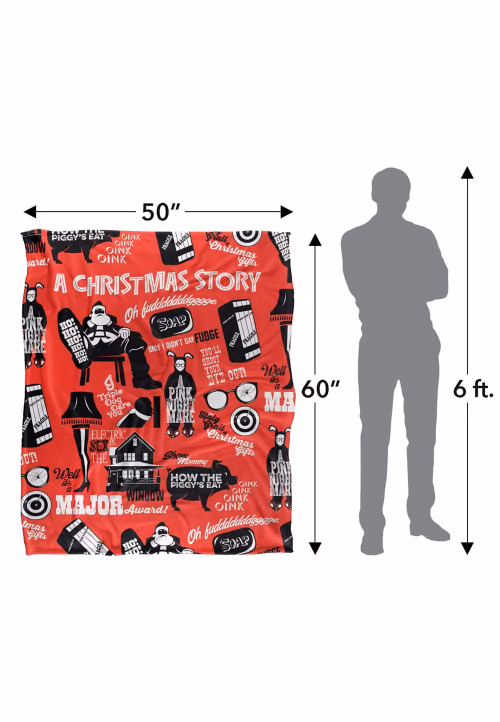 Warner Brothers A Christmas Story Silky Touch Super Soft Fluffy Throw Blanket in White, W: 152 cm, D: 127 cm – 3