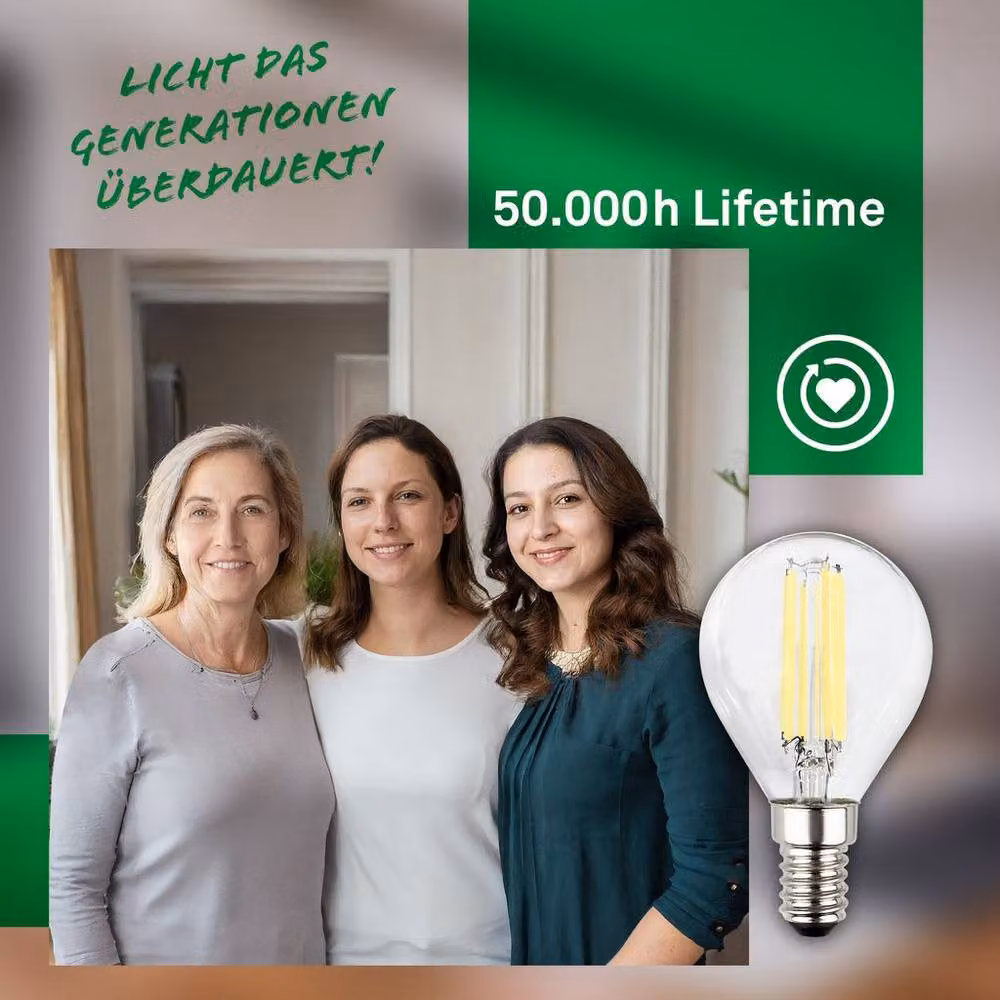 Briloner Set of 2 Warm White E14 LED Filament Bulbs, A60, 4W, 840lm, 45 x 80 mm – 4