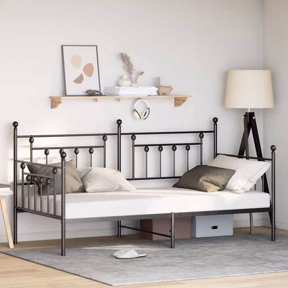 Berkfield Home Modern Metal Daybed Frame in Black, W: 107 cm x L: 203 cm – 2