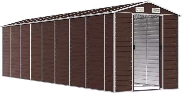 Berkfield Home Brown Galvanised Steel Gable Garden Shed W/D/H: 191 x 725 x 198 cm