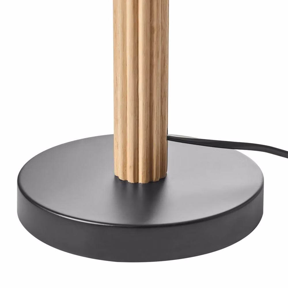 Wyld and Coco Scandinavian Modern Beige Linen Table Lamp with Metal Base – 3