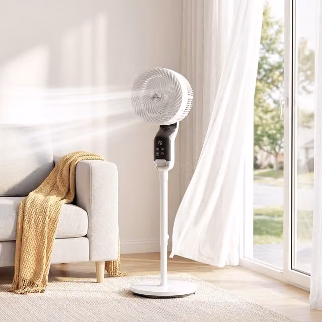 HOMCOM White Oscillating Pedestal Standing Fan for Bedroom