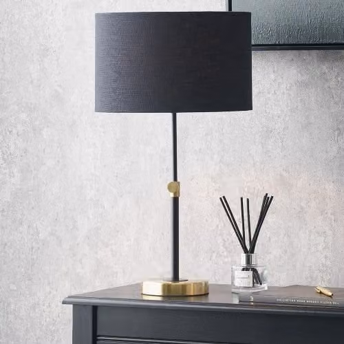 Ruma Black and Gold Metal Height Adjustable Table Lamp – 1