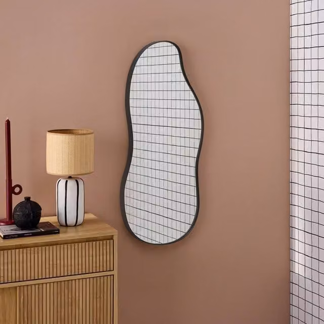 Sweekeek Modern Black Metal Hanging Mirror