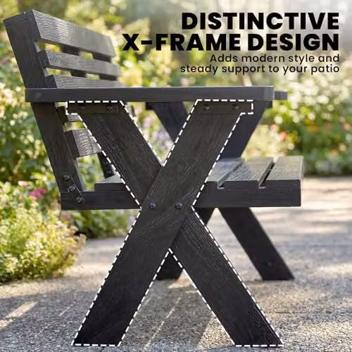 Outsunny 2 Seater Modern Lacquered Wood Garden Bench with Armrests, Black, W/D/H: 115 x 64 x 80 cm – 4