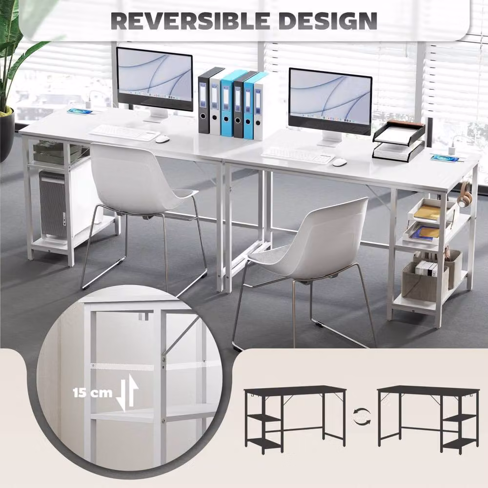 Wyld Haus Vima White Modern Home Office and Gaming Desk, W: 120 cm, D: 60 cm, H: 75 cm – 4