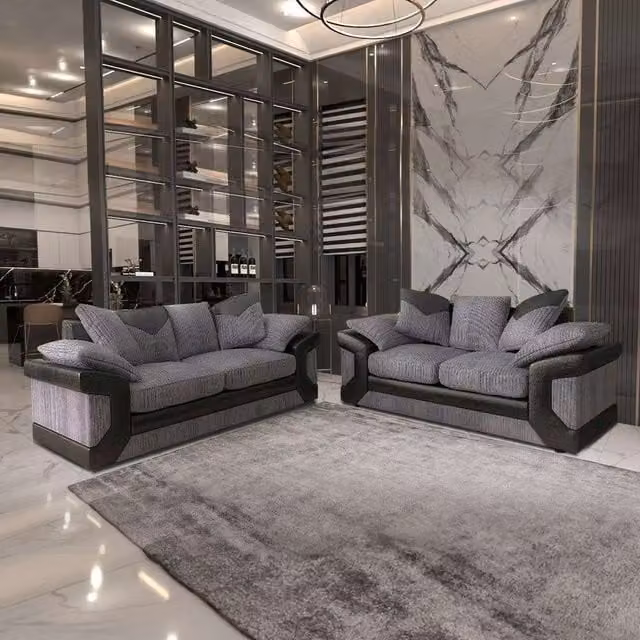 Sliding Wardrobes 4U Donna Fabric 3+2 Seater Sofa Set and Corner Element in Grey