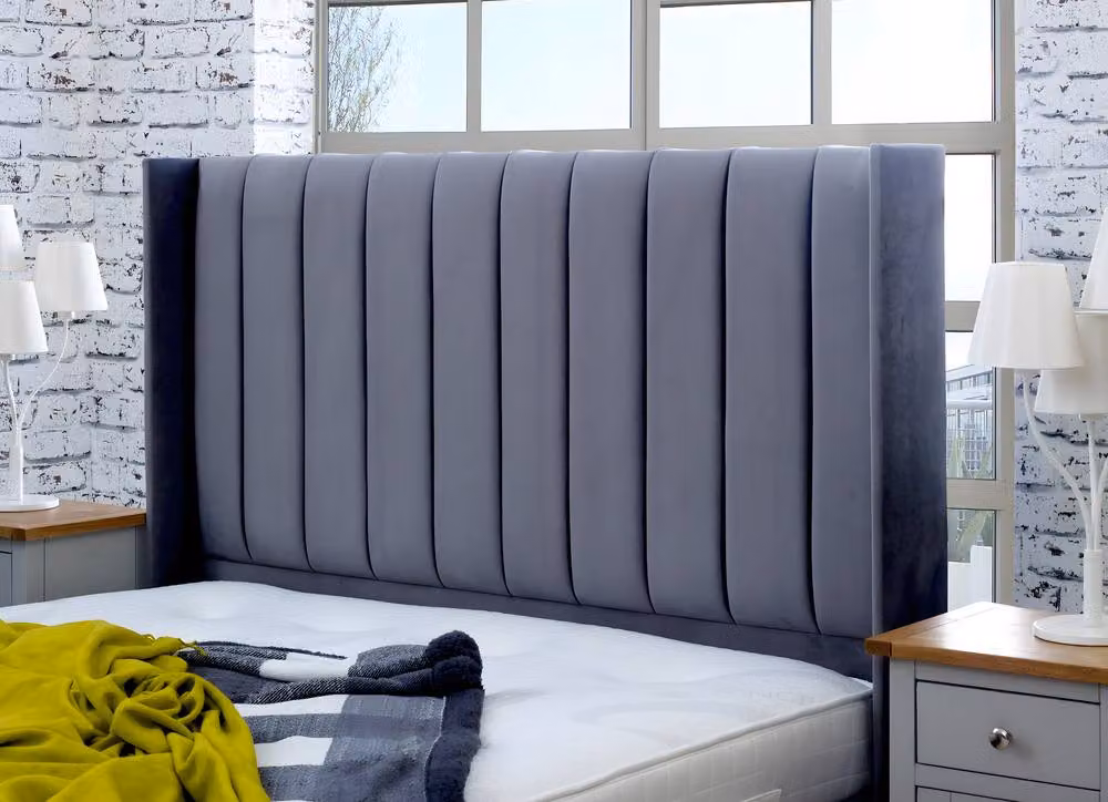 Paradise Beds Ltd Sleep Wave Grey Velvet Bed Set with Headboard, Bed Frame and Nightstand, W/D/H: 180 x 200 cm – 2