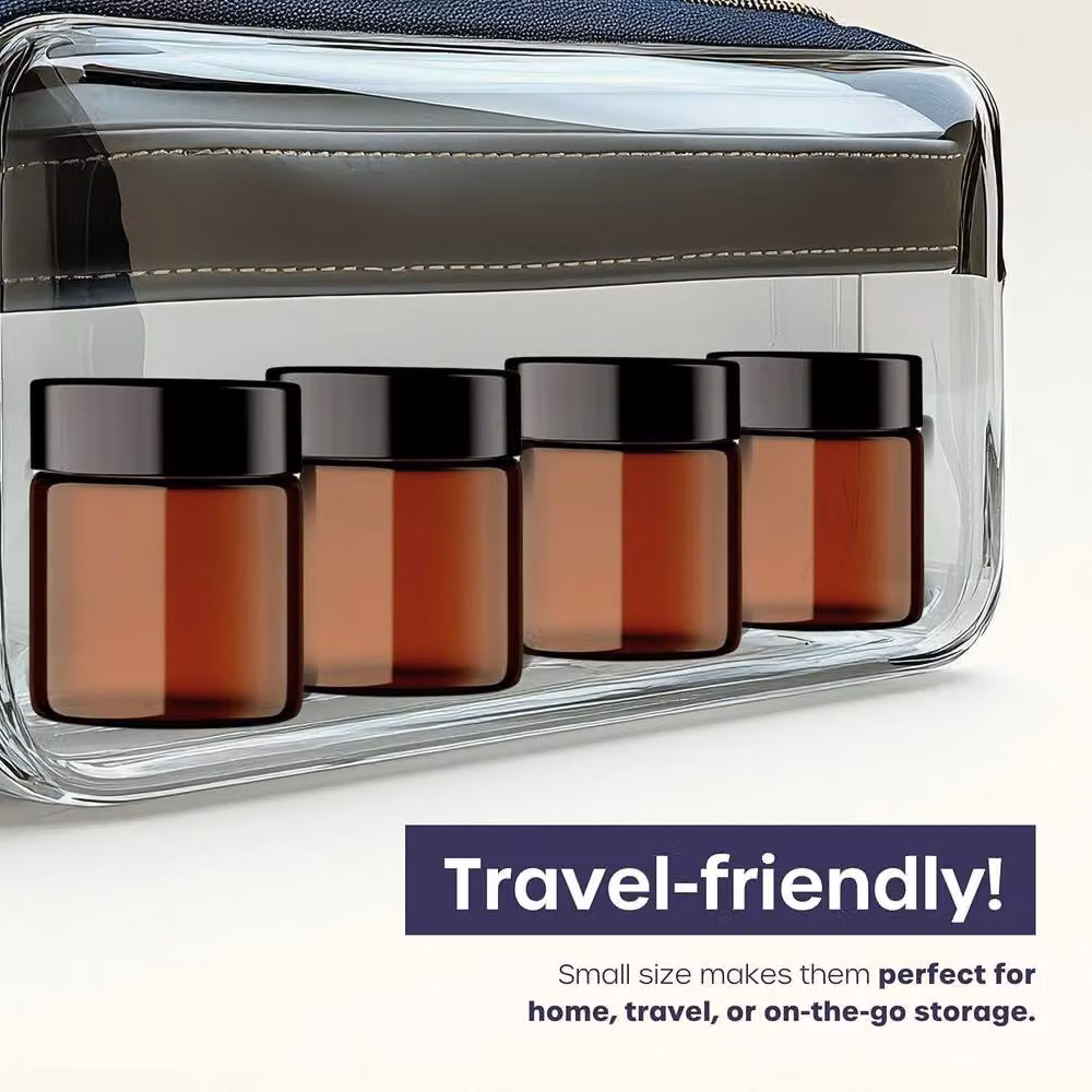 Volila 8-Pack Amber Glass Cosmetic Jars with Lids and Spatula, 30ml – 6