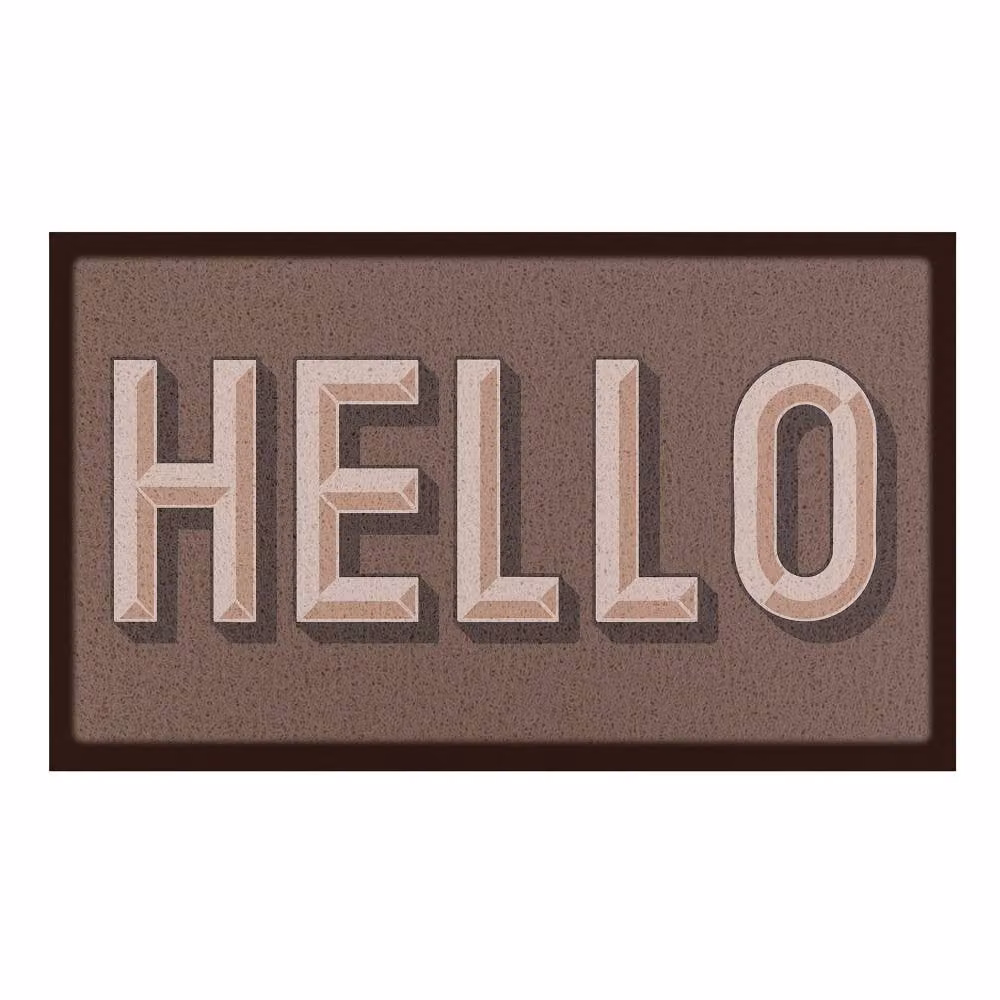 Artsy Mats Hello Chocolate Brown Indoor Outdoor Doormat, W: 70 cm, D: 40 cm – 2
