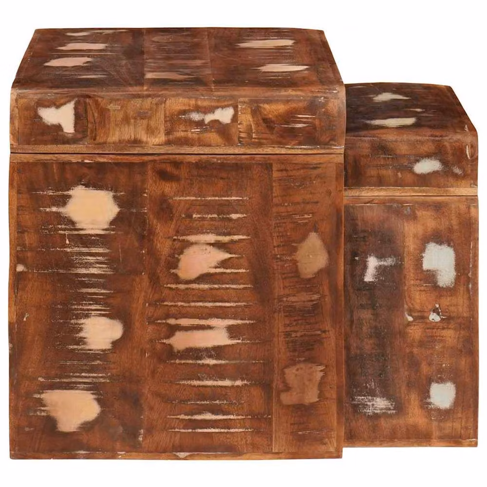 Berkfield Home Multicolour Solid Reclaimed Wood Nested End Tables – 3