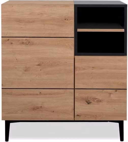 CALICOSY Nola High Desk with 2 Doors and 2 Niches in Light Brown, W: 80 cm