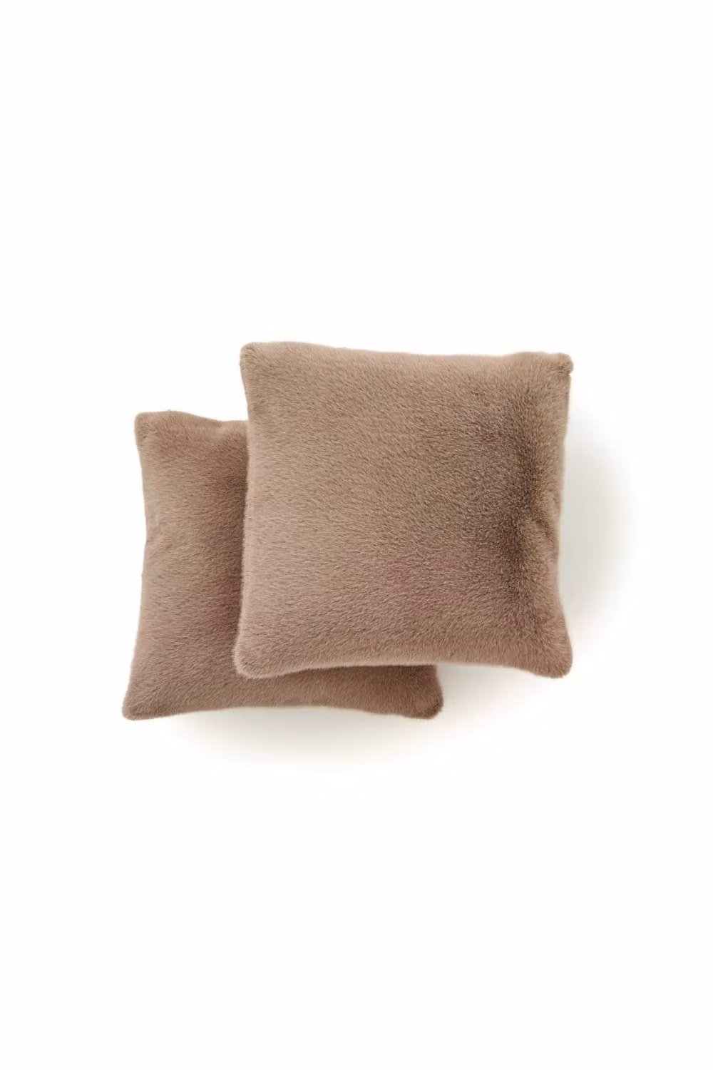 The Lyndon Company Ashford Faux Fur Pair of Square Cushions in Beige/Brown, W/D/H: 50 x 50 x 50 cm – 2