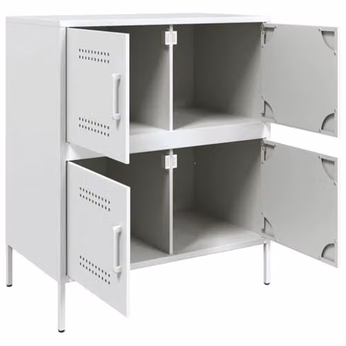 vidaXL Industrial White Metal Sideboard, W: 68 cm, D: 39 cm, H: 79 cm – 3