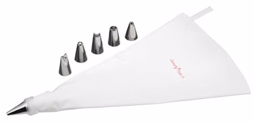 KitchenCraft Sweetly Does It 8 Piece Icing Starter Set with Piping Bag and Nozzles in White