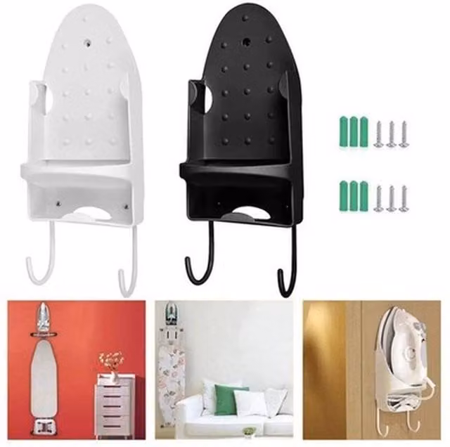 NESTLUNE Black Wall Mounted Ironing Board Hanger and Iron Holder – 1