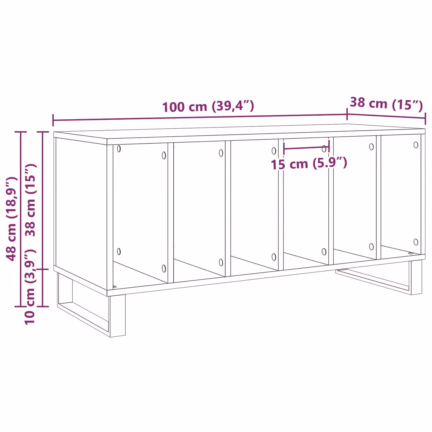 Berkfield Home Modern Black Oak Record Cabinet in MDF, W/D/H: 100 x 38 x 48 cm – 6