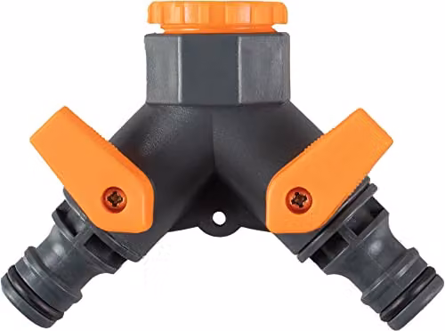 St Helens Home & Garden Grey 2 Way Tap Connector with Flow Control, 1/2 inch