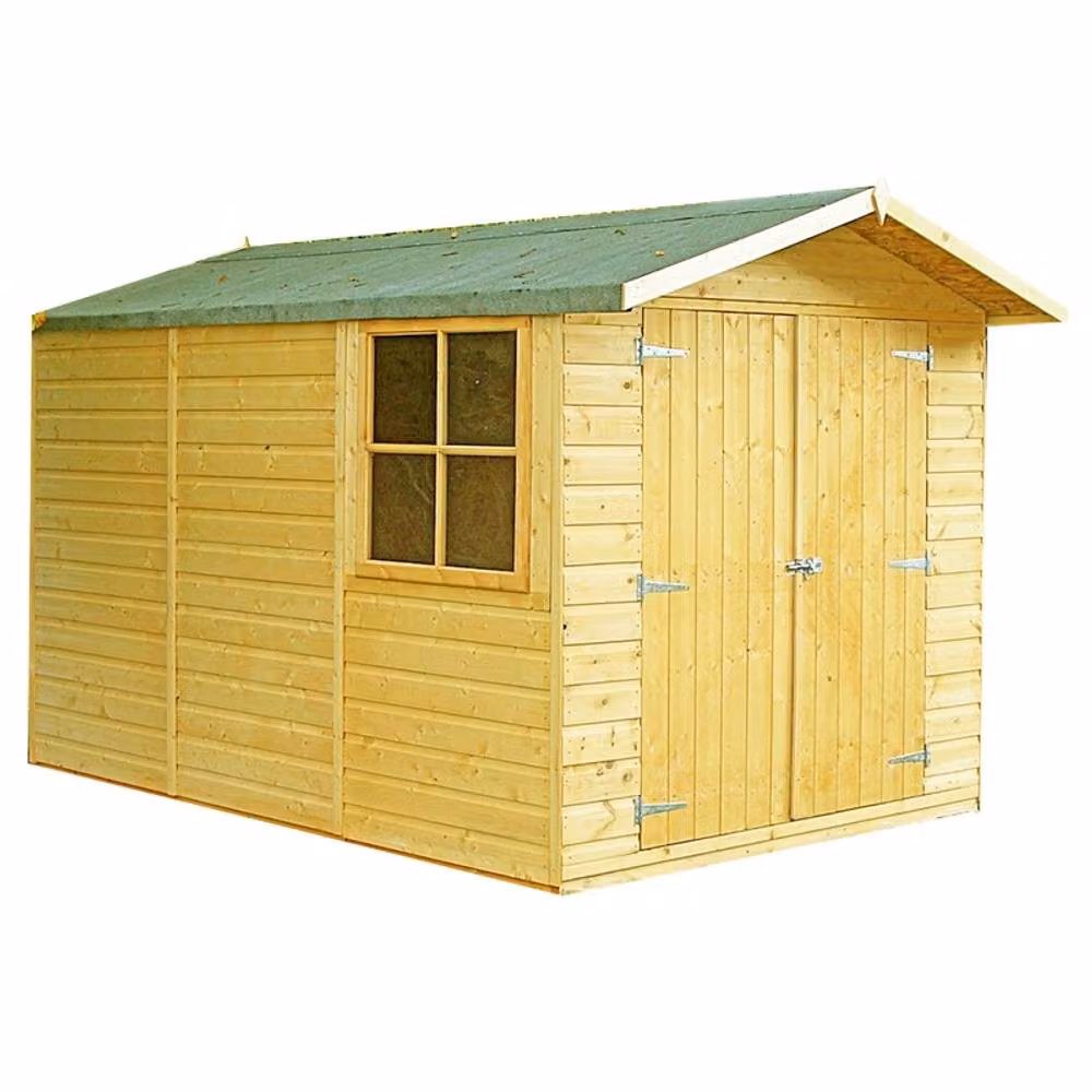 Shires Guernsey Tongue and Groove Garden Shed Workshop with Double Doors and Window in Tan – 2