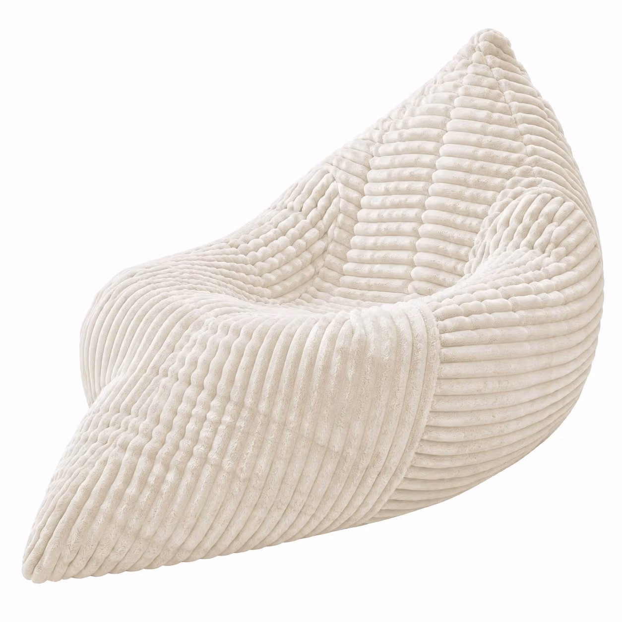 Aosom UK Convertible Bean Bag with Soft Ribbed Corduroy Cover and Shredded Memory Foam, White, W: 125 cm, L: 180 cm – 2