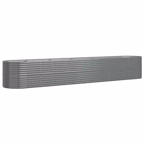 vidaXL Steel Planter Tub, Grey, W: 440 cm, D: 80 cm, H: 68 cm