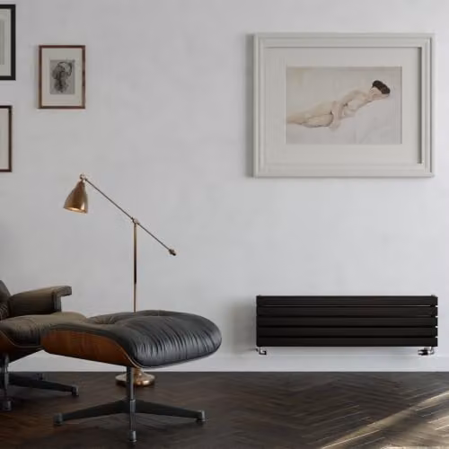 UK Radiators Typhoon Axis Black Horizontal Designer Double Panel Steel Radiator W: 120 cm, H: 34 cm – 3
