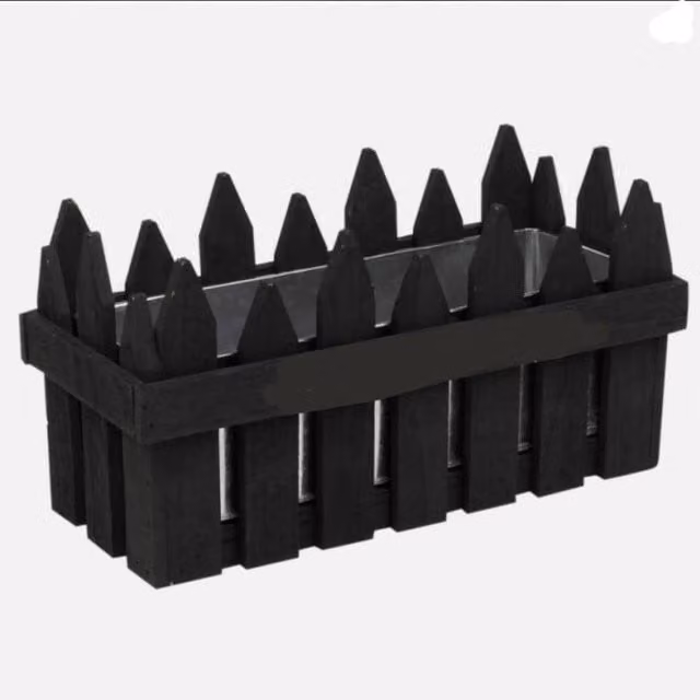 EONLION Black Wooden and Metal Rectangular Flower Box Planter for Ornamental and Herb Gardens
