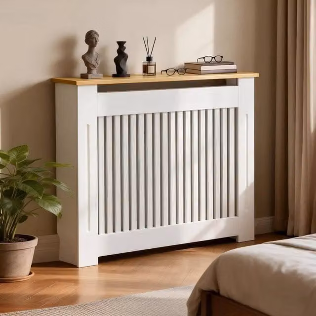 SPETLEK Vertical Radiator Cover in White, W/D/H: 112 x 20 x 83 cm – 1