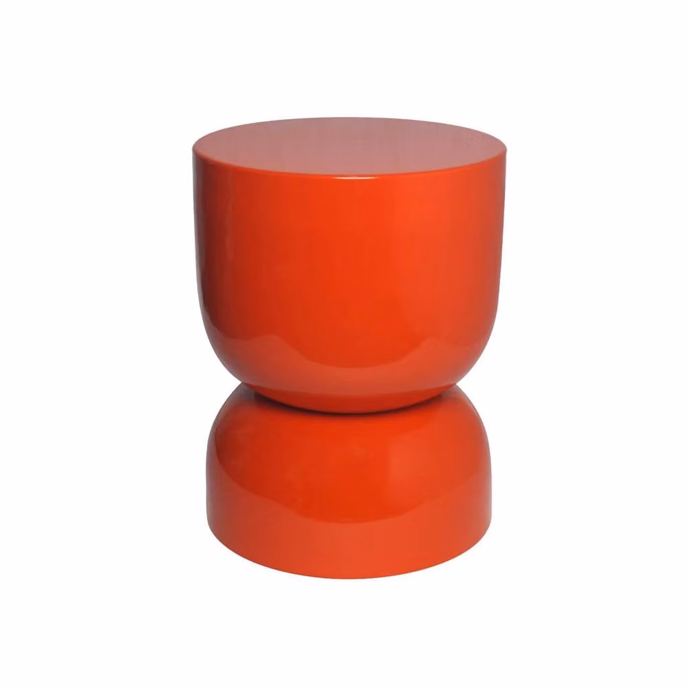 sweeek Round Metal Coffee Table, Side Table or Bedside Table with Glossy Orange Finish, W/D/H: 42 x 42 x 75 cm – 1