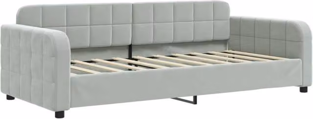 Berkfield Home Soft Daybed with Mattress in Light Grey Velvet, W/D/H: 190 x 90 x 71 cm