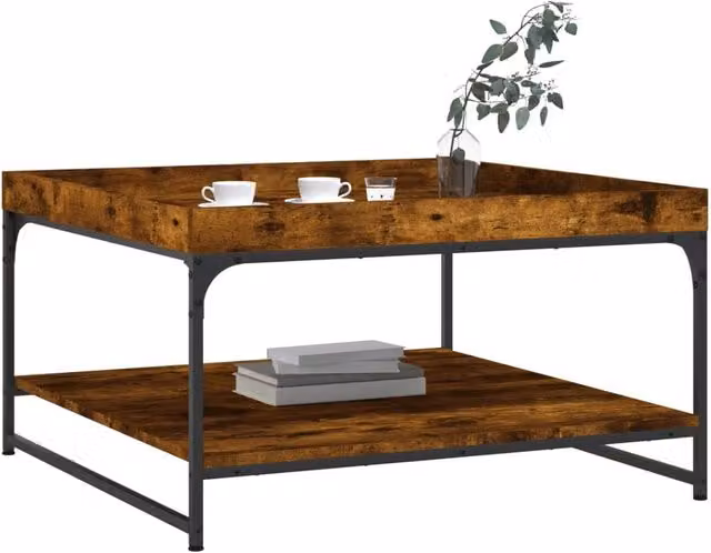 Berkfield Home Decorative Coffee Table in Smoked Oak Brown, W/D/H: 80 x 80 x 45 cm