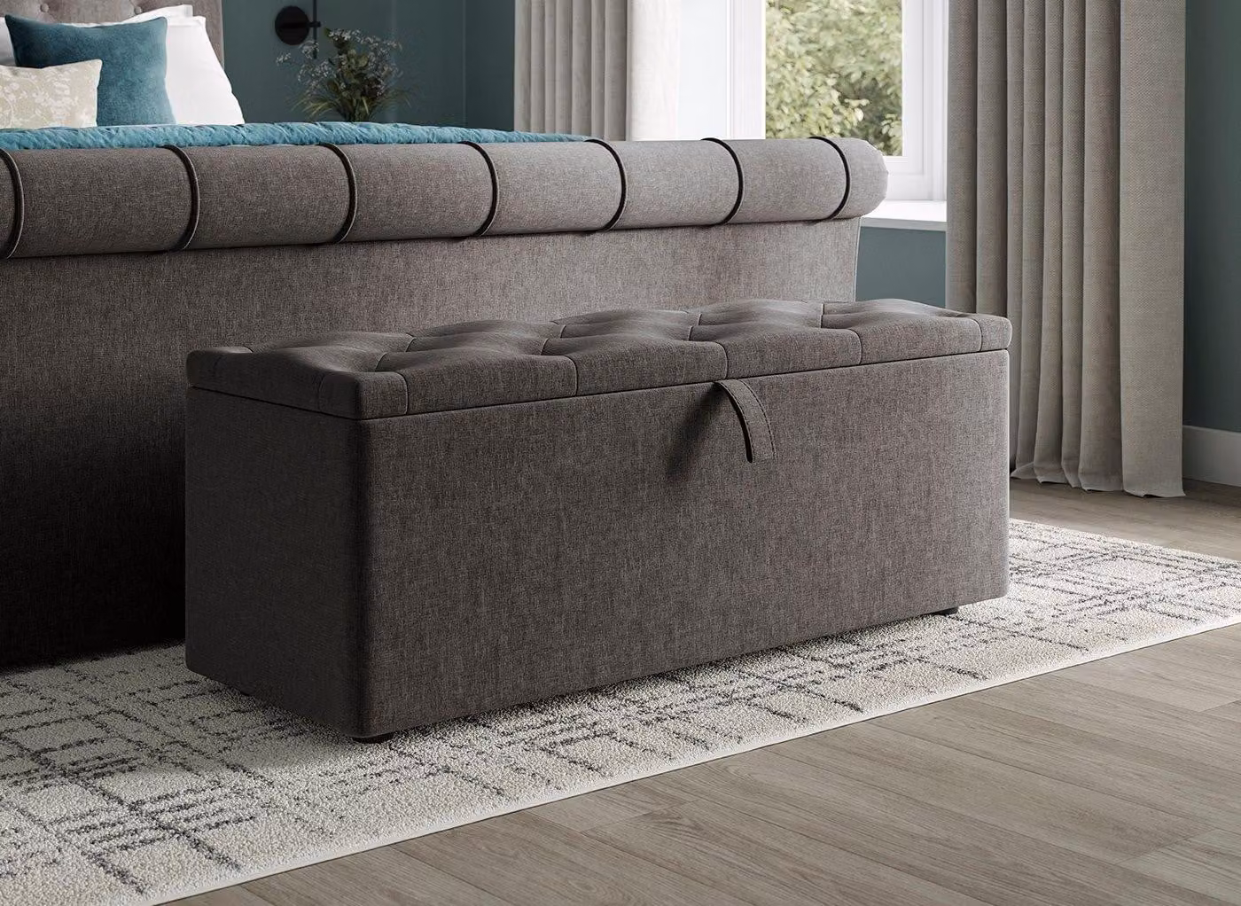 Dreams Paris Upholstered Blanket Box in Grey