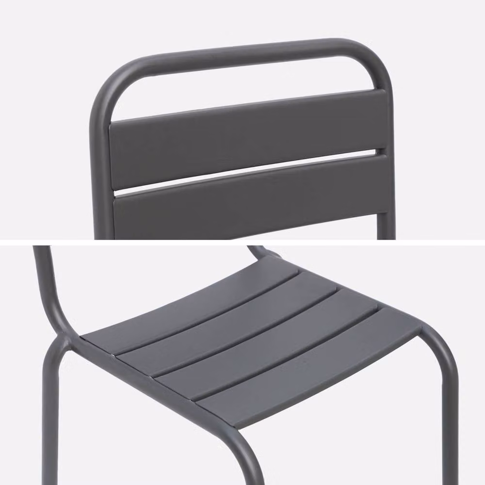 sweeek Pair of Modern Metal Childrens Chairs in Matt Grey – 3