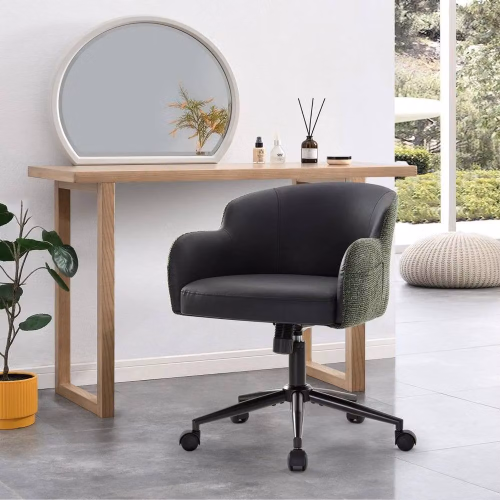 KORVIXA Ergonomic Black and Green Office Chair with Armrests and 360 Degree Swivel – 3