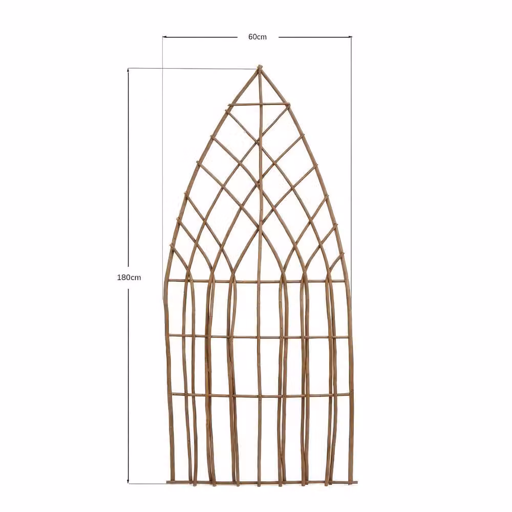 Primrose Arched Natural Willow Garden Trellis Panel, Brown, H 180 cm x W 60 cm – 3