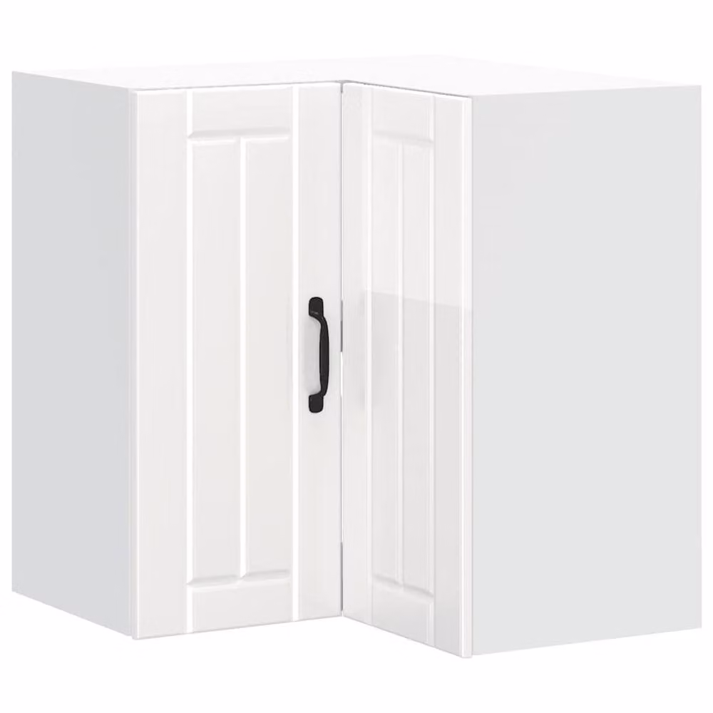 Berkfield Home Lucca High Gloss White Wall Mounted Kitchen Corner Cabinet W/D/H: 57 x 30 x 60 cm