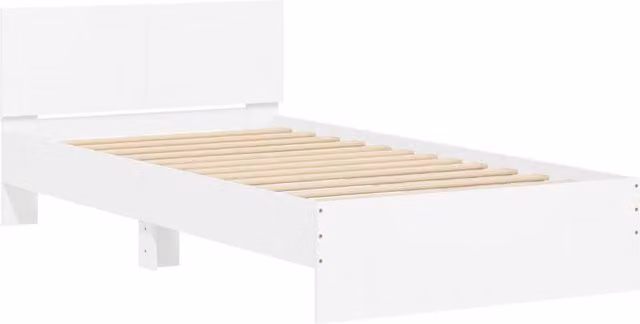 Berkfield Home Durable Bed Frame with Headboard in White, W/D/H: 100 x 200 x 70 cm – 1