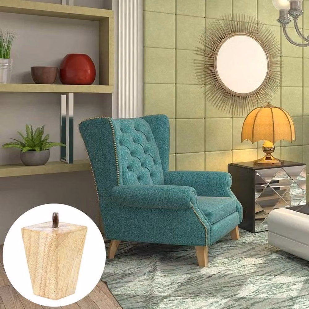 SPETLEK Set of 4 Natural Wooden Square Tapered Furniture Legs, Height: 15 cm – 4