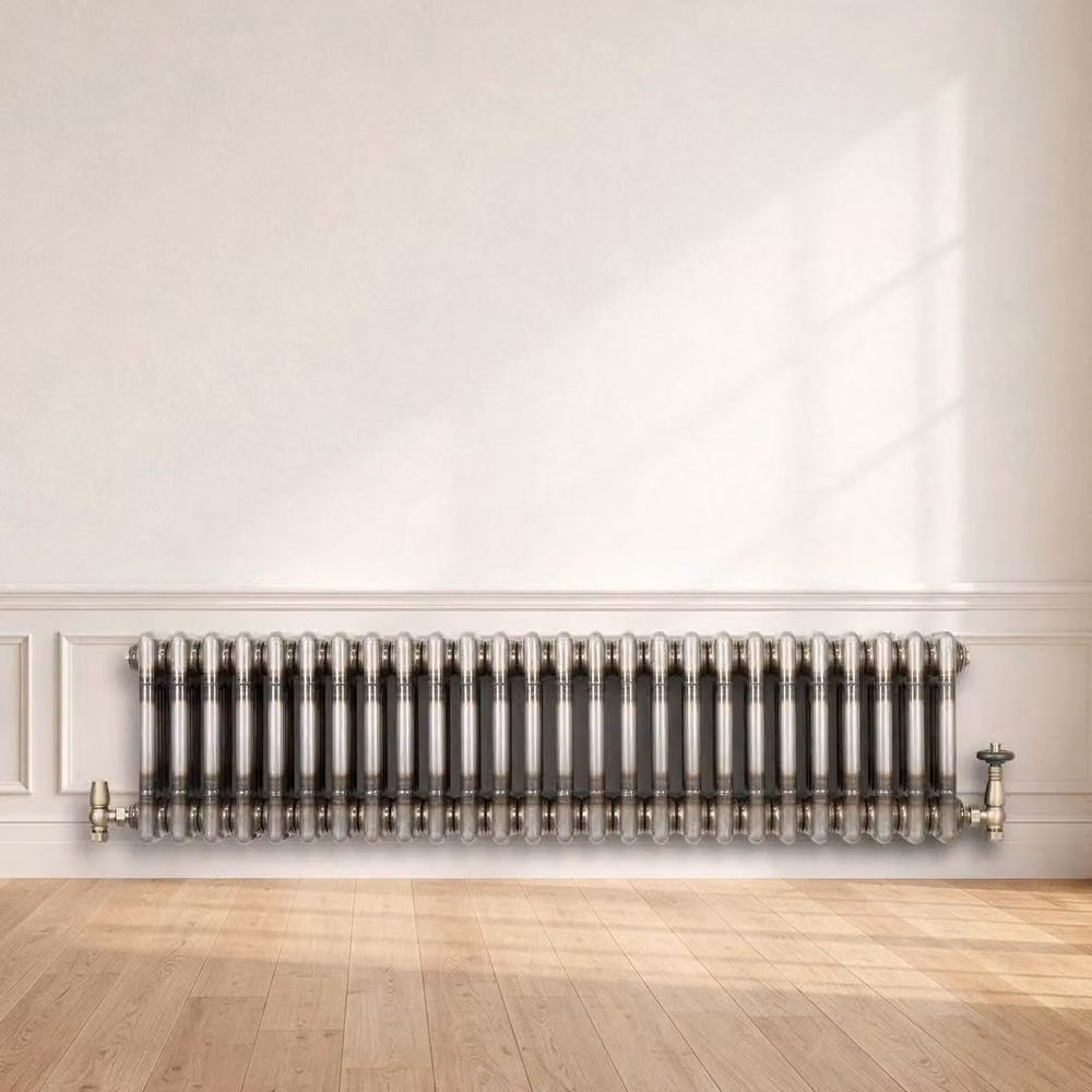 Monstershop Traditional 3 Column Steel Radiator in Silver, H: 119 cm, W: 30 cm, D: 3 cm – 4