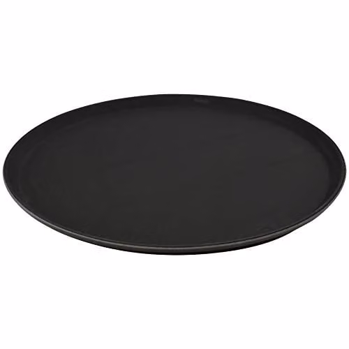 Argon Tableware Black Round Non-Slip Rubberised Serving Tray, Diameter: 40 cm