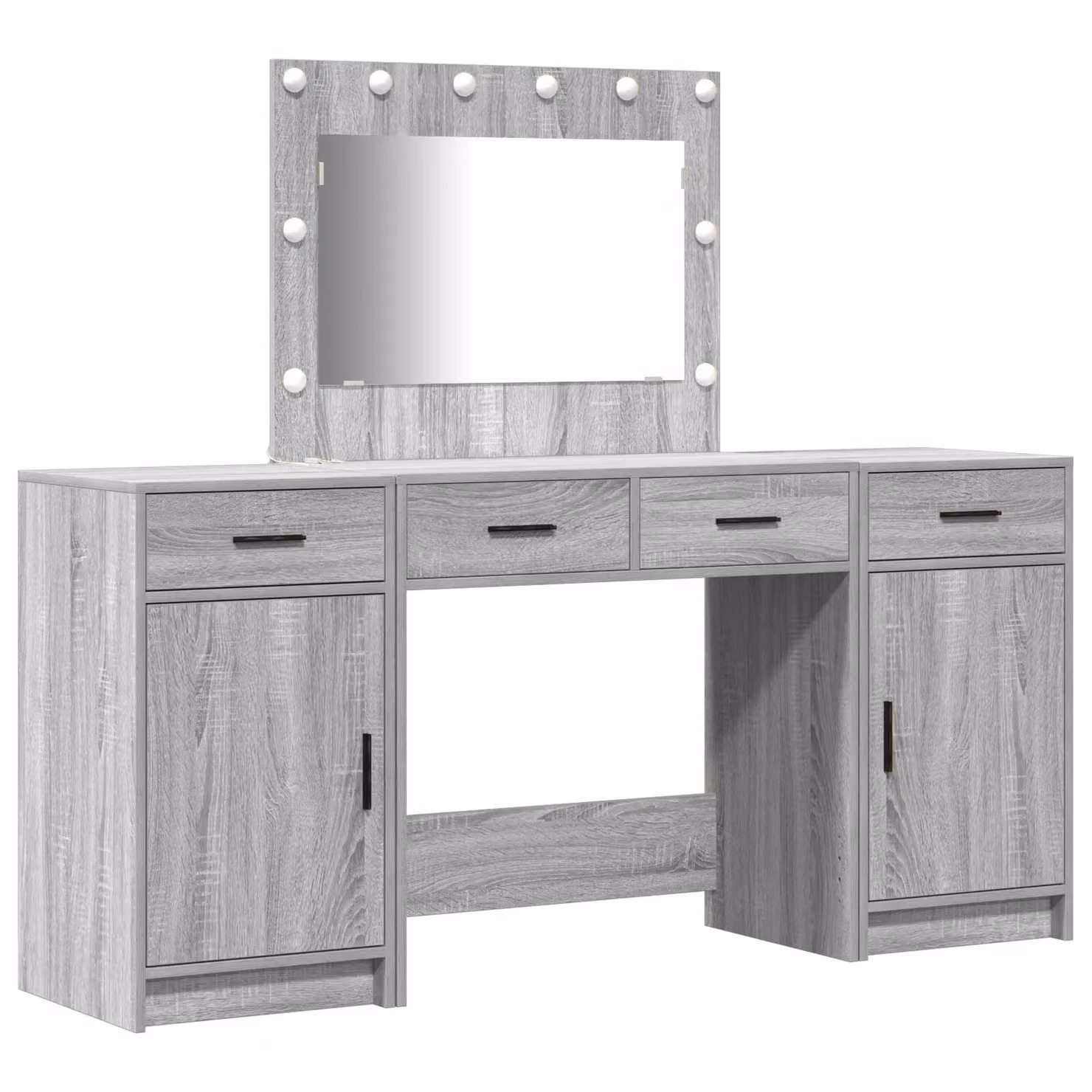 Berkfield Home 3 Piece Hollywood LED Dressing Table Set in Grey Sonoma Engineered Wood – 2